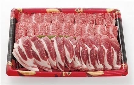 11:栃木県産安心飼育牛（交雑牛）/群馬県産完熟旨味豚 焼肉用盛り合せ（解凍）
400ｇ